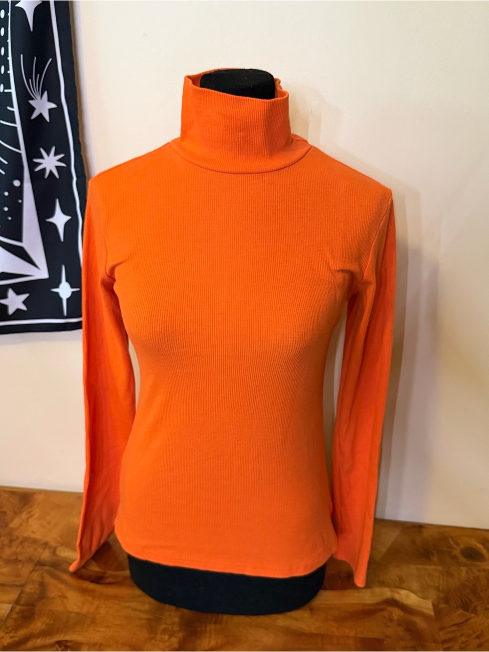 Orange Small Ribbed Turtleneck Long Sleeved Layers Fall Halloween